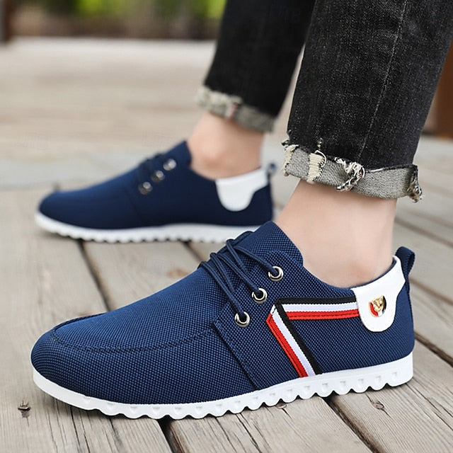 and Navy Nylon Tan Casual Men's Sneakers – Breathable