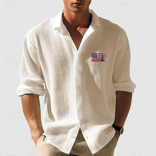 Button Summer Casual Beach Men's Up Shirt