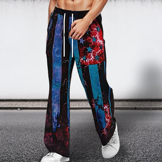 Pants Men's Elastic Casual Baggy Trousers Leg Wide