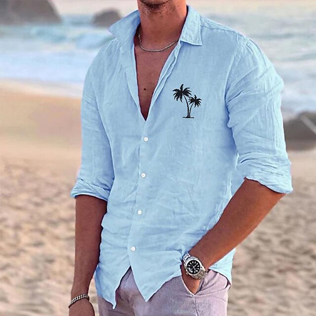 Popover Linen Shirt Summer Beach Men's