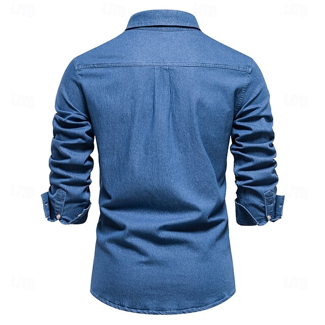 Up Casual Men's Shirt Chambray Button