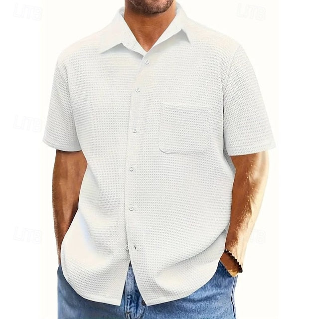 Knit Waffle Summer Men's Shirt Casual