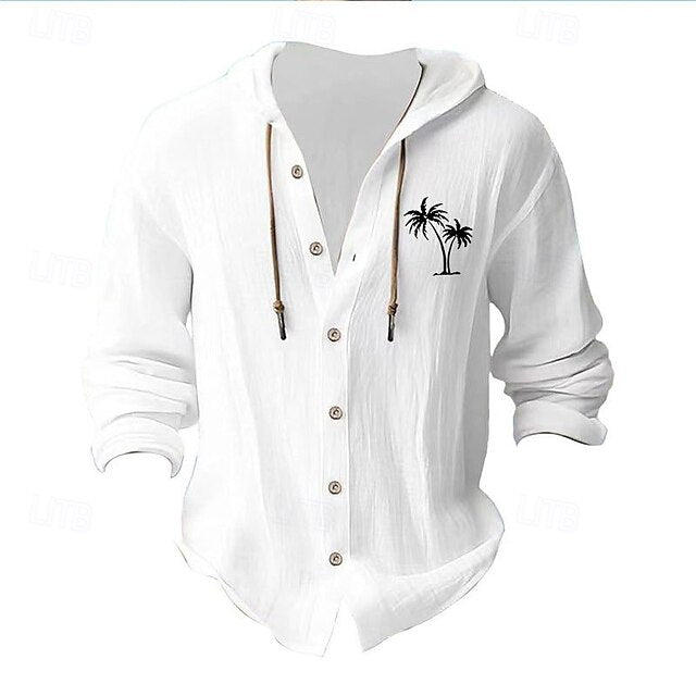 Aloha Men's Shirt Casual Minimalist White Cotton