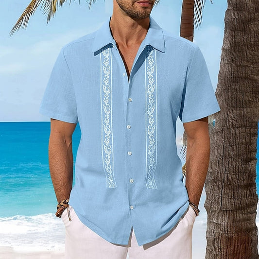 Men's Guayabera Shirt Beach Linen Summer