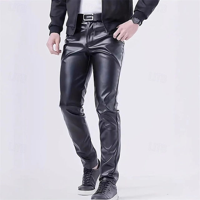 Chinos Men's Summer Leather Shorts Pants Trousers Faux