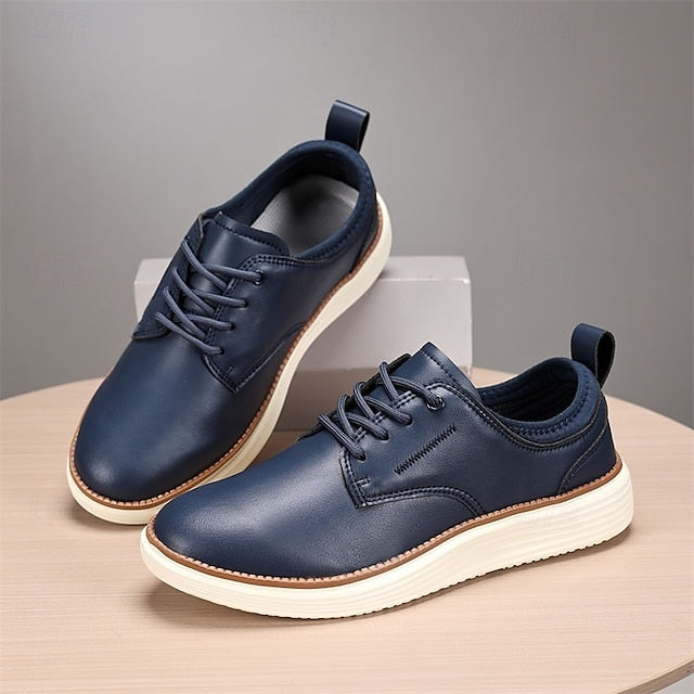 Blue Oxford Lace-Up Leather Shoes Men's – Navy Classic