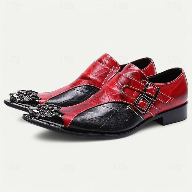 with Men's Cowhide Premium Loafers Double Leather Buckle