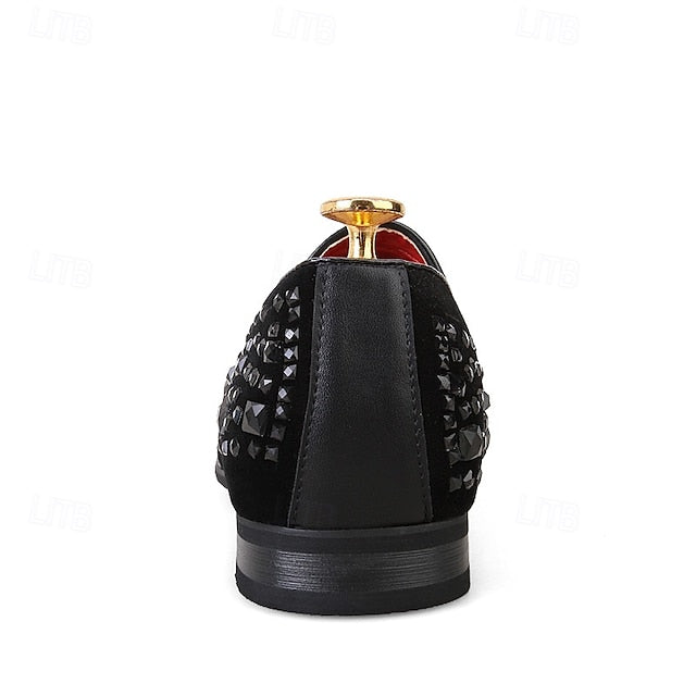 Loafers – Gothic and Prom Velvet Men's Studded Black