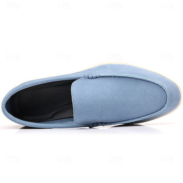 Slip-On Breathable Men's Faux – Casual Light Blue Loafers