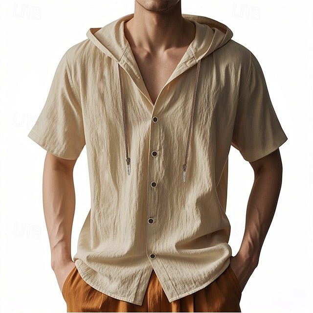 Cotton White Shirt Casual Men's Up Button
