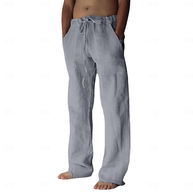 Beach Trousers Men's Linen Summer Pocket Pants Pants Pants