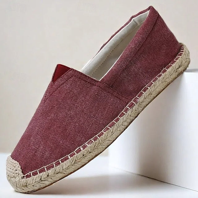 Shoes Slip-On Men's Rope with Canvas Red Espadrille Jute