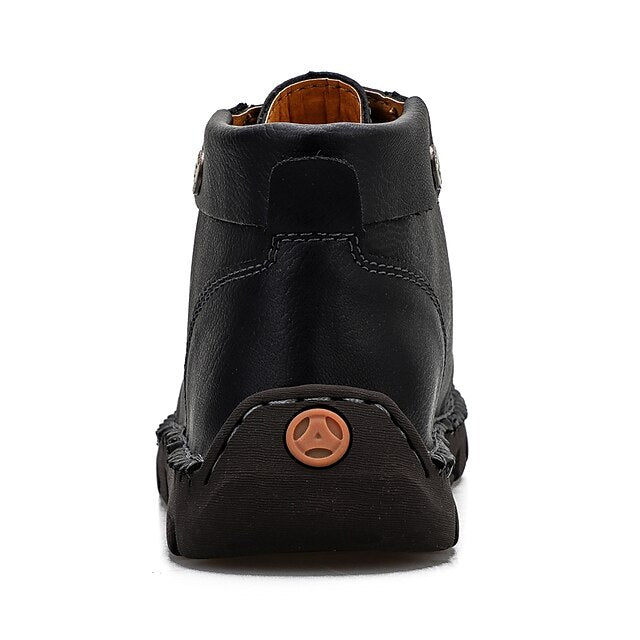 Casual Men's Lace-Up Leather Ankle Vintage Boots –
