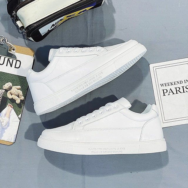 Closure and with Men's Casual Lace-up White Sneakers