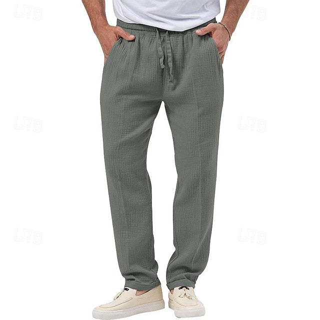 Seersucker Shorts Men's Trousers Beach Pants Casual