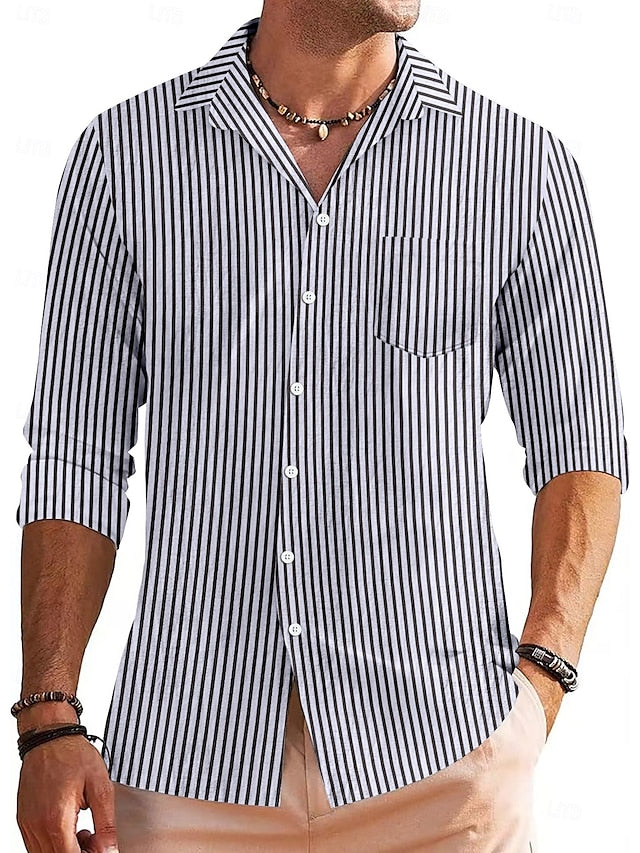 Summer Beach Shirt Casual Up Button Men's