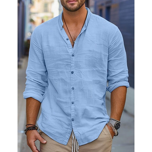 Beach Band Collar Wear Summer Men's Shirt