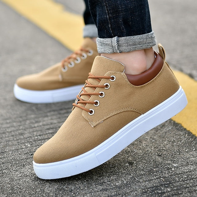 Men's Size Plus Walking White Sneakers Skate Shoes