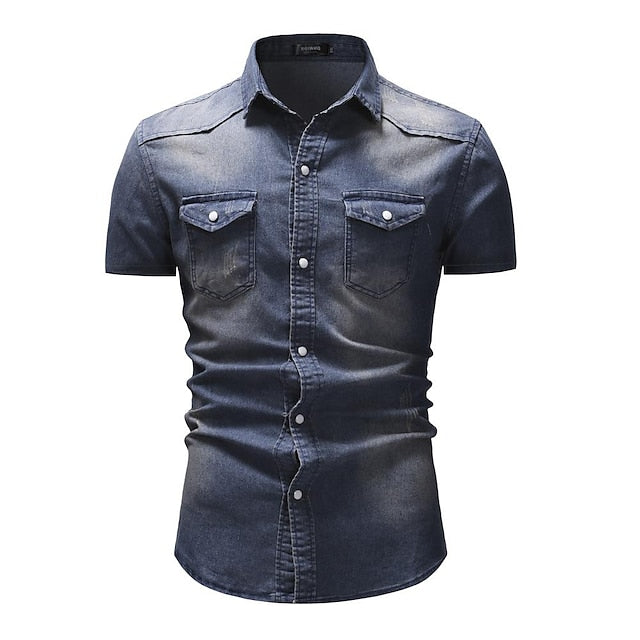 Button Shirt Chambray Summer Men's Jeans
