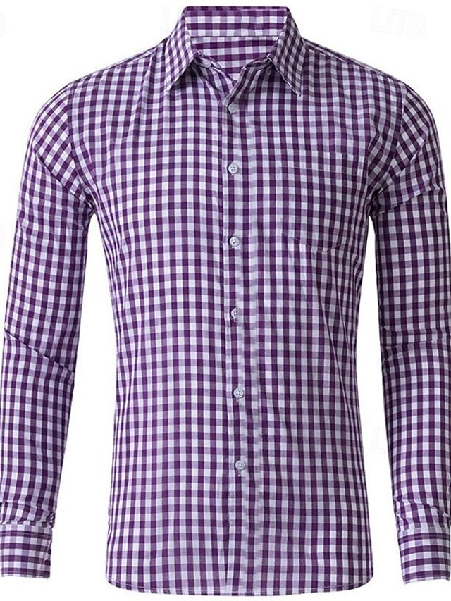 Men's Shirt Shirts Casual Button Checked Up