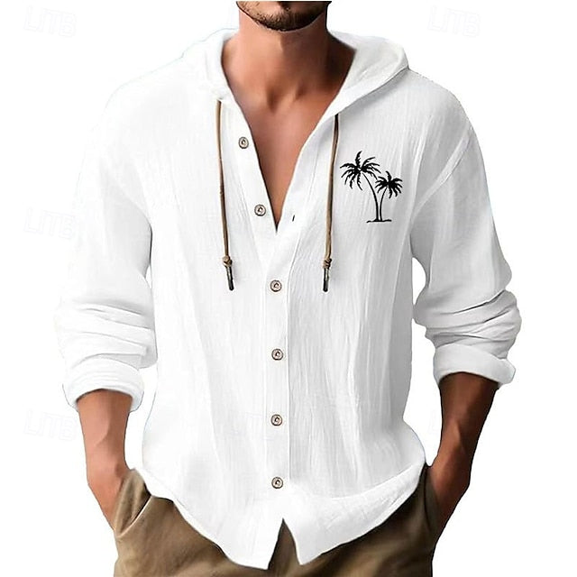 Aloha Men's Shirt Casual Minimalist White Cotton