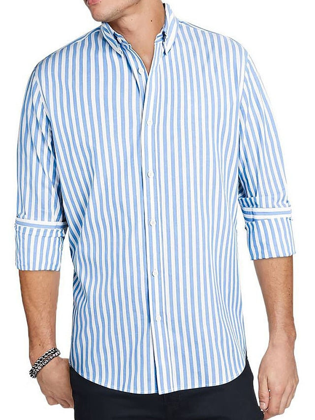 Striped Shirts Button Up Men's Casual Shirt