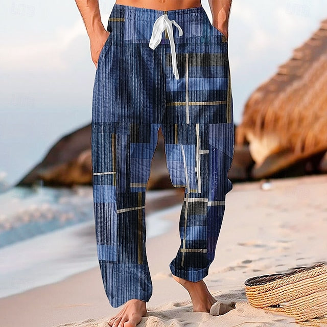 Leg Pants Color Casual Wide Trousers Baggy Men's