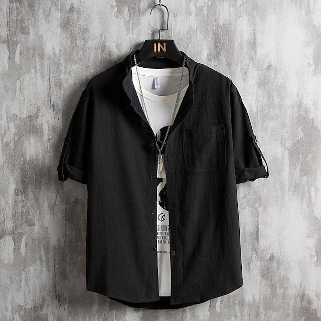 Chinese Collar Mandarin Shirt Men's