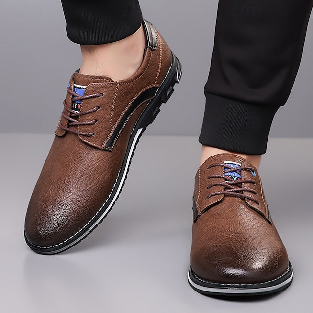 Shoes Everyday Men's Casual – Brown Lace-Up Comfortable