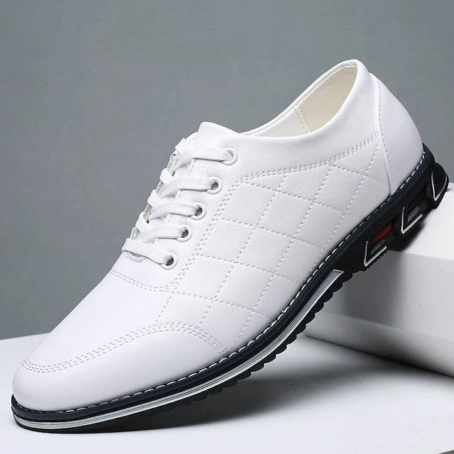 Lace-Up Sneakers Quilted Leather - Stylish Blue Men's Faux