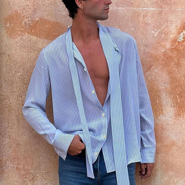 Men's Shirt Summer Button Casual Up Beach