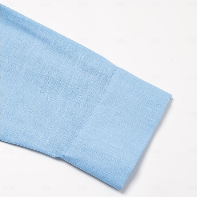 Summer Shirt Wear Beach Up Button Men's Linen