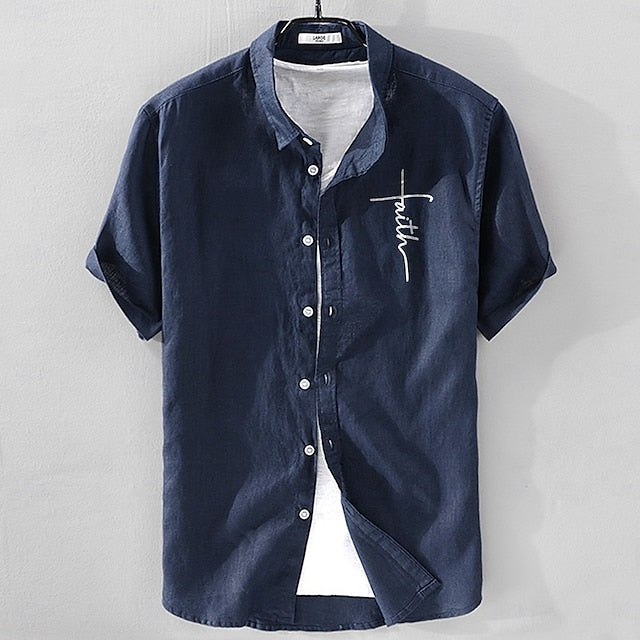 Up Button Linen Men's Cotton Casual Shirt