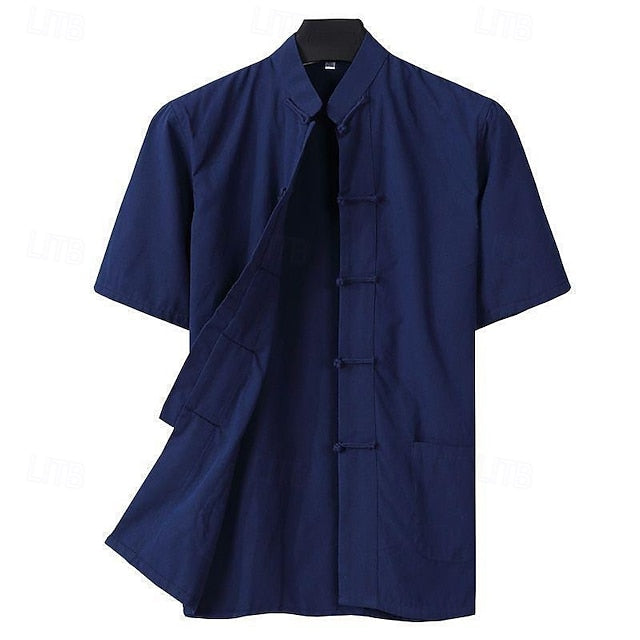 Up Men's Shirt Casual Button Linen Cotton