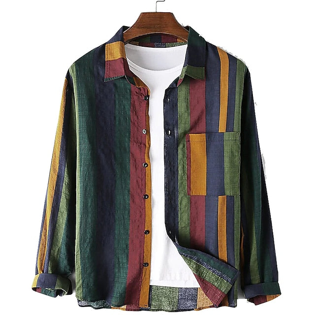 Office Button Men's Up Casual Shirt Bronzing