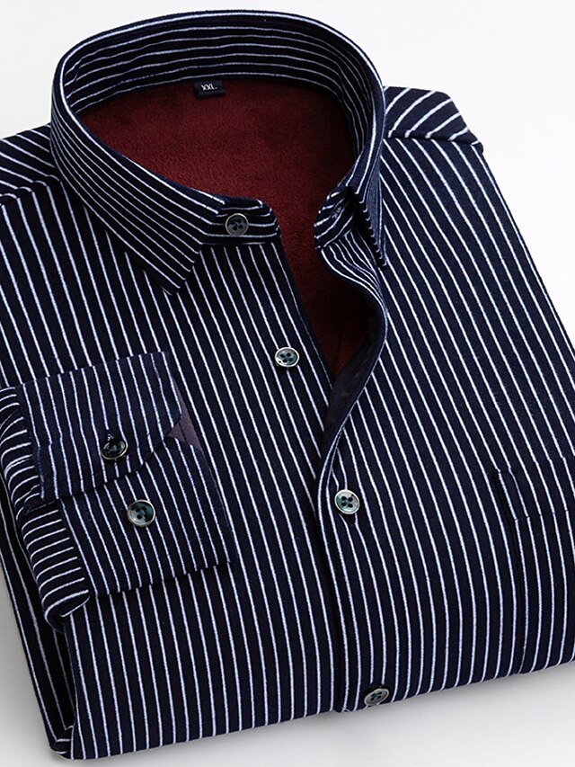 Men's Shacket / Vacation Striped Plaid Round Chevron