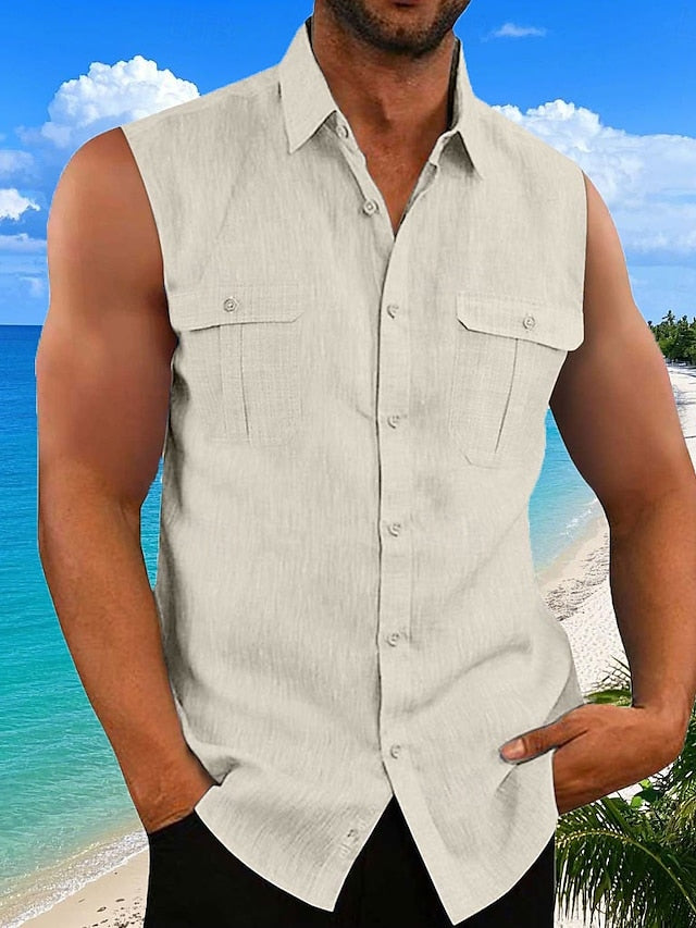 Men's Casual Summer Cotton Shirt Beach Linen