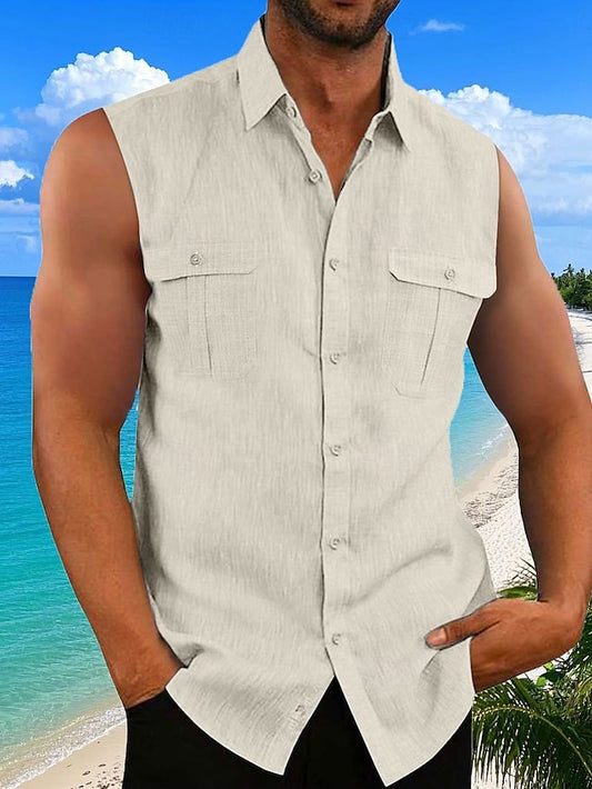 Men's Casual Summer Cotton Shirt Beach Linen