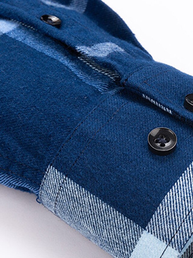 Shirt Up Plaid Button Casual Men's