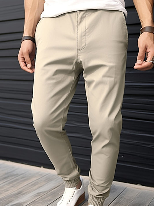 Pocket Pants Chinos Joggers Elastic Trousers Casual Men's
