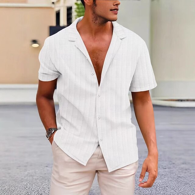 Men's Beach Summer Casual Up Shirt Button