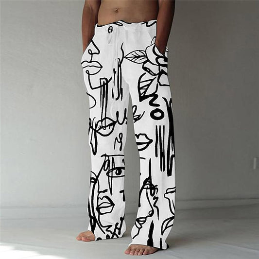 Pants Men's Elastic Pants Beach Summer Drawstring Trousers