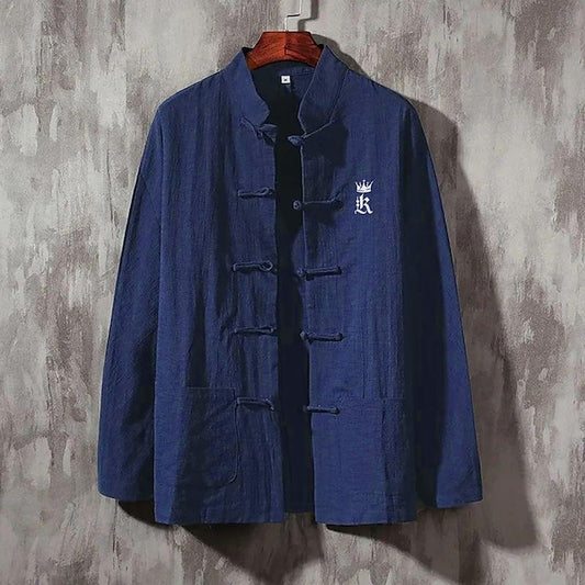 Letter Up Linen Casual Button Shirt Men's