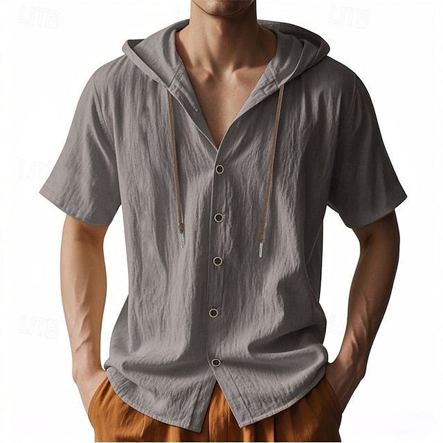 Cotton White Shirt Casual Men's Up Button