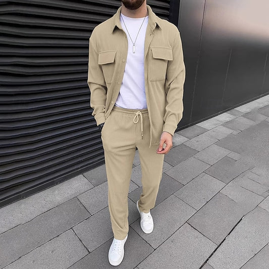 Casual Set Men's Corduroy Sets 2 Shirt Matching Piece