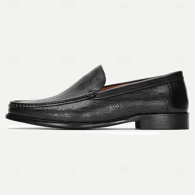 Cowhide Black Premium Loafers Men Crafted from with for Slip-On