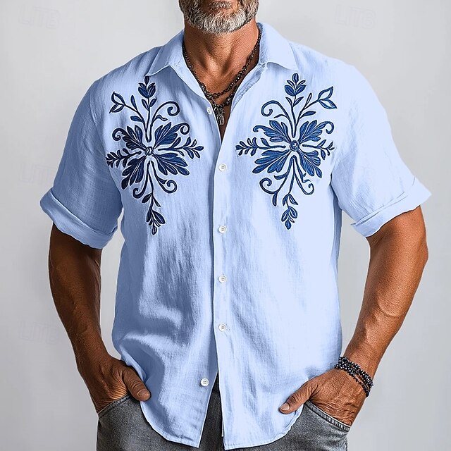 Men's Linen Summer Button Beach Up Shirt Wear