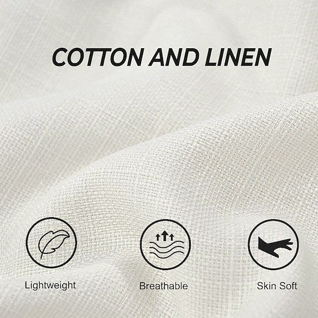 Men's Casual Cotton Shirt Linen Up Button