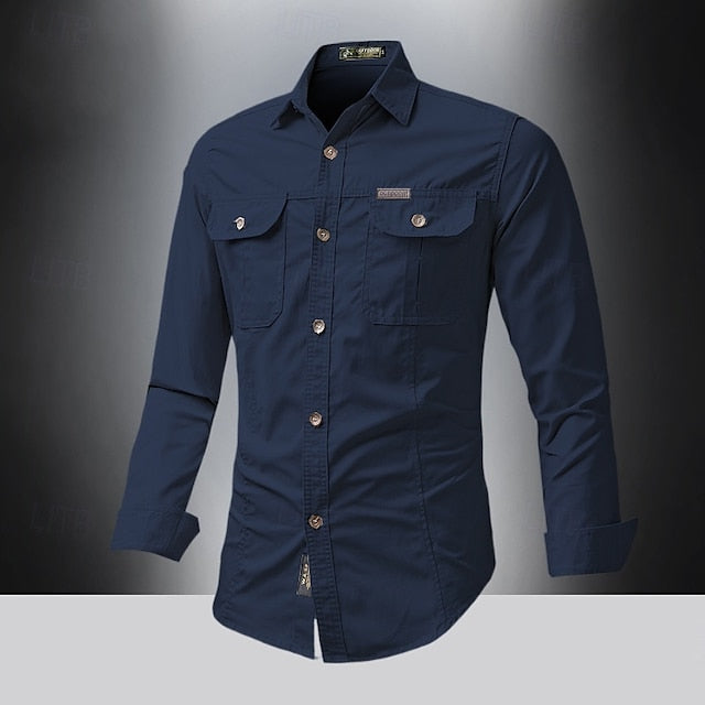 Men's Casual Cargo Summer Button Up Shirt