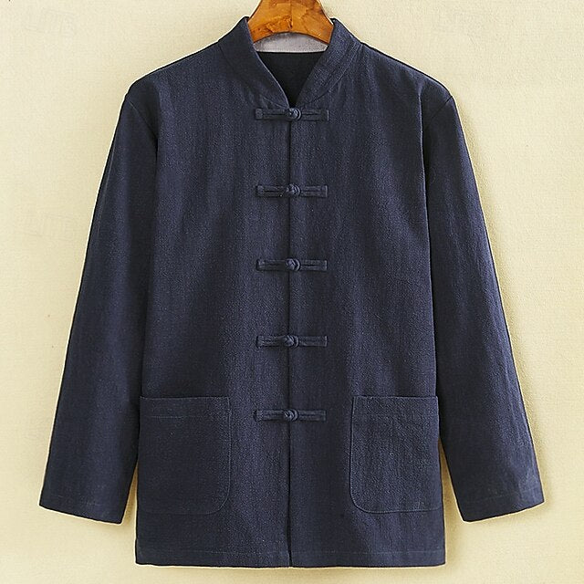 Button Up Casual Linen Men's Shirt Cotton